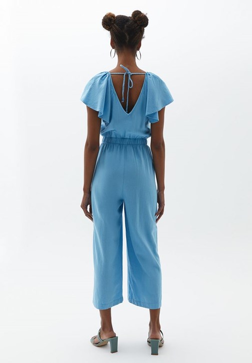 top Graan kloof Blue Double Breasted Culotte Jumpsuit Online Shopping | OXXOSHOP