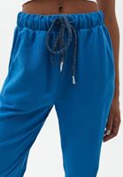 Women Blue Carrot Fit Pants with Drawstring