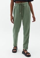 Women Green Carrot Fit Pants with Drawstring