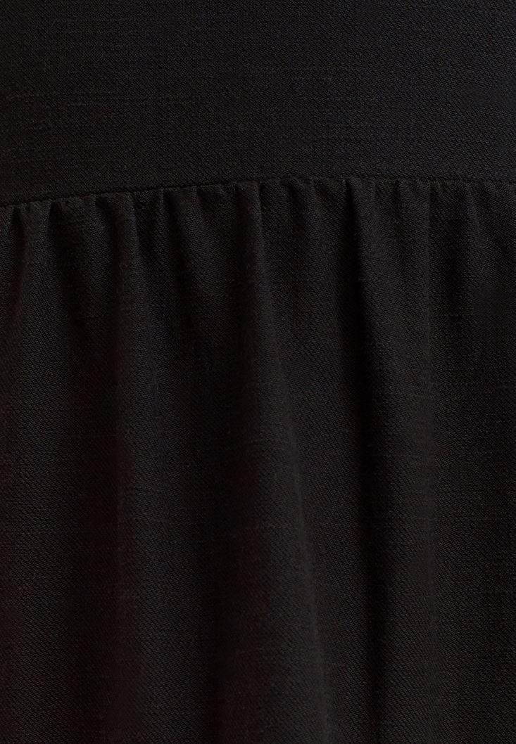 Bayan Siyah İnce Askılı Midi Elbise