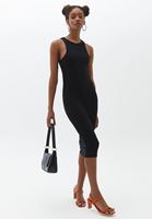 Women Black Halter Neck Midi Dress