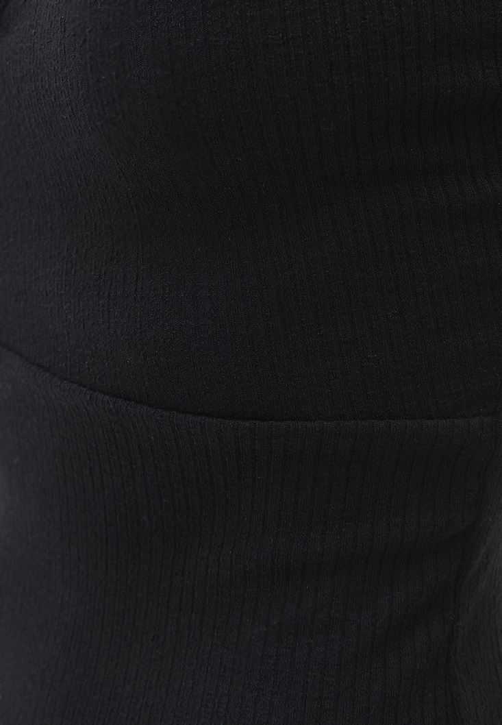 Bayan Siyah Cut-Out Detaylı Midi Boy Elbise