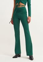 Bayan Yeşil Büzgü Detaylı Bağlamalı Pantolon