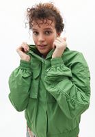 Bayan Yeşil Kapüşonlu Yağmurluk