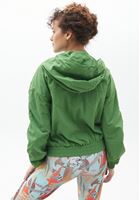 Women Green Hooded Crop Cut Raincoat