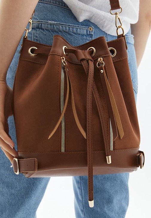 Vegan leather sale bucket bag