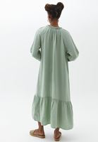 Bayan Yeşil Düğmeli Uzun Kimono ( TENCEL™ )