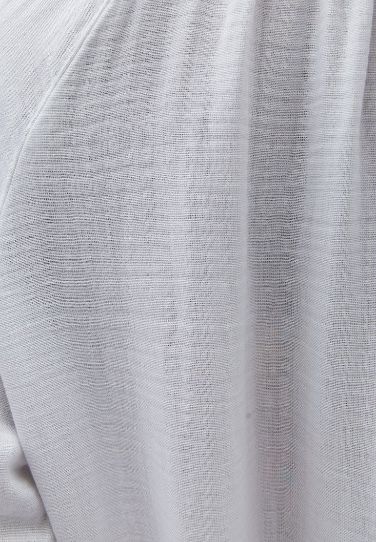 Bayan Beyaz Düğmeli Uzun Kimono ( TENCEL™ )