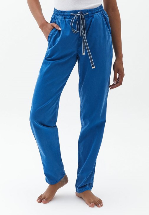 Blue Drawstring carrot fit pants Online Shopping