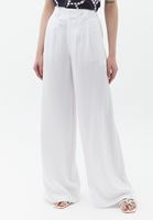 Women White Pleated Baggy Pants