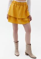 Women Yellow Layered Mini Skirt