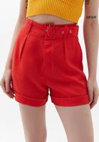 Women Red Shorts with Belt Detail