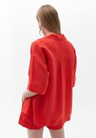 Bayan Kırmızı Cep Detaylı Gömlek ( TENCEL™ )