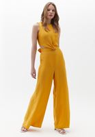 Women Yellow Jumpsuit with Back Decollete