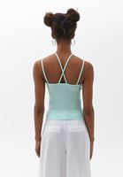 Women Green Singlet with Pipe Seam Detail