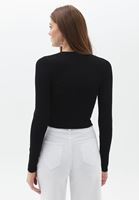 Women Black Crop Cut Knitwear Cardigan