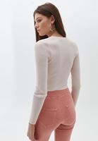 Women Pink Crop Cut Knitwear Cardigan