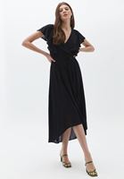 Women Black Midi Length Double Breasted Dress