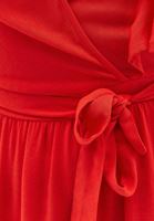 Bayan Kırmızı Midi Boy Kruvaze Elbise