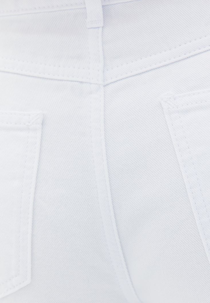 Bayan Beyaz  Yüksek Bel Straight-Fit Pantolon ( TENCEL™ )