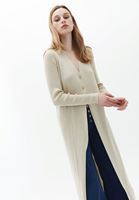 Women Beige Maxi Cardigan with Buttons