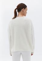 Women Cream V-Neck Knitwear Sweater