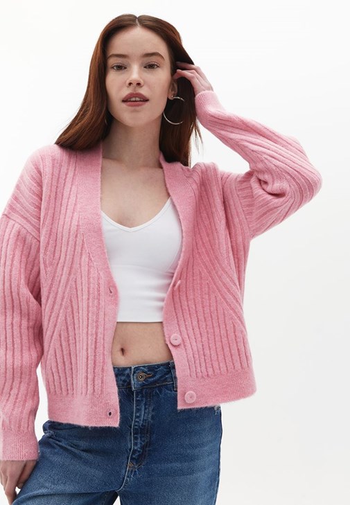 Pink Knitwear Cardigan with Buttons Online Shopping | OXXOSHOP