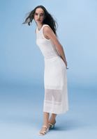 Bayan Beyaz Ajurlu Uzun Elbise