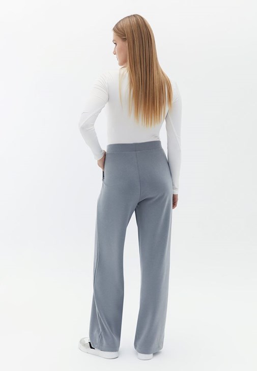 Grey Soft Touch Straight Pants Online Shopping | OXXOSHOP