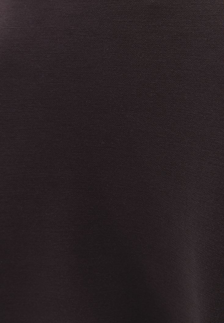 Bayan Kahverengi Sıfır Yaka Crop Sweatshirt ( MODAL )