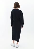 Women Black Midi Dress with Long Sleeves