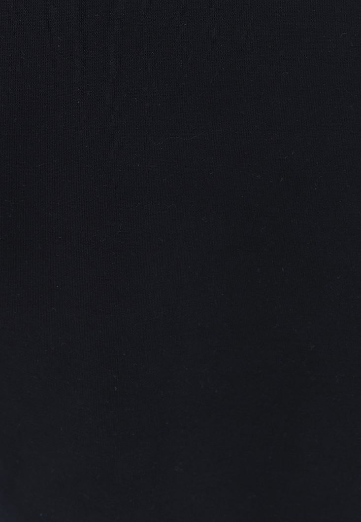 Bayan Siyah Uzun Kollu Midi Elbise ( MODAL )