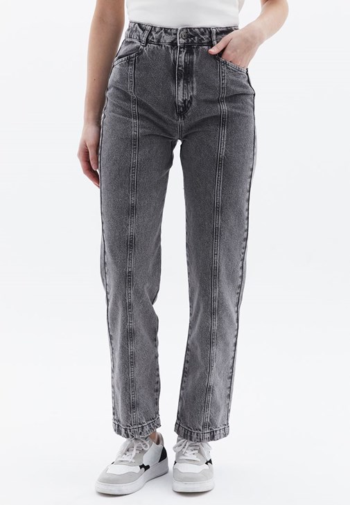 Straight-Fit Denim Pantolon ve Bluz Kombini