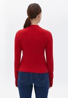 Women Red Tshirt with Button Detail