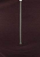 Women Bordeaux Cotton Tshirt with Zipper Detail