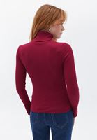 Women Red Turtleneck Knitwear Sweater