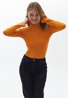 Women Orange Turtleneck Knitwear Sweater