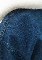 Women Blue Denim Jacket with Vegan Fur Detail