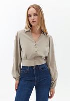 Modal Crop Bluz ve Denim Pantolon Kombini