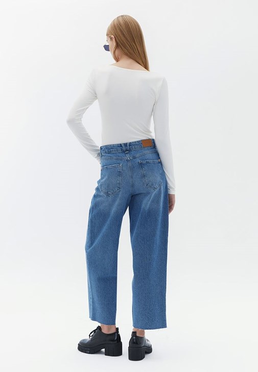 Blue Ultra High Rise Barrel Fit Denim Pants Online Shopping