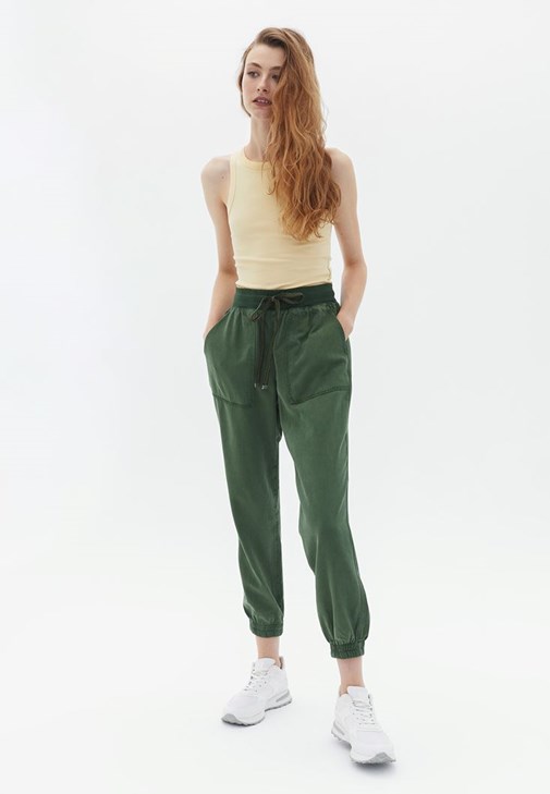 Yeşil Tasarım Kargo Jogger Pantolon - Kadın Pantolon Modelleri