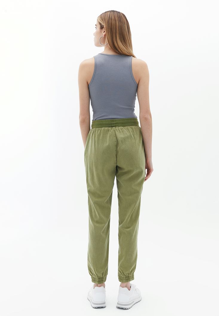 Bayan Yeşil Orta Bel Jogger Pantolon ( TENCEL™ )