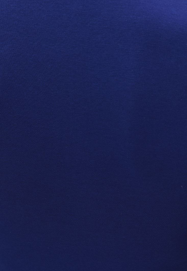 Bayan Mavi Pamuklu Kare Yaka Tişört