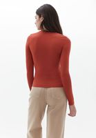 Women Orange Square Neck Tshirt with Long Sleeves