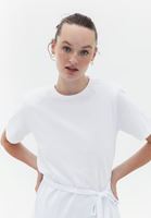 Women White Cotton Tshirt with Tie-up Detail