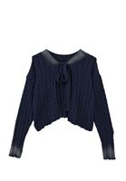 Women Blue Knitwear Sweater with Back Detail