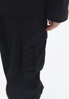 Bayan Siyah Orta Bel Kemerli Kargo Pantolon ( TENCEL™ )