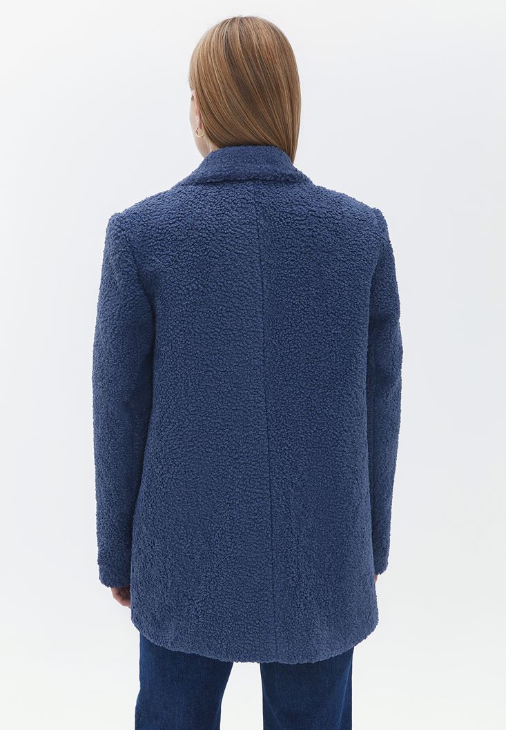 Bayan Mavi Oversize Blazer Ceket