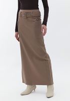 Women Brown Ultra High Rise Maxi Skirt