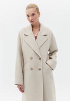 Women Beige Oversize Coat with Buttons
